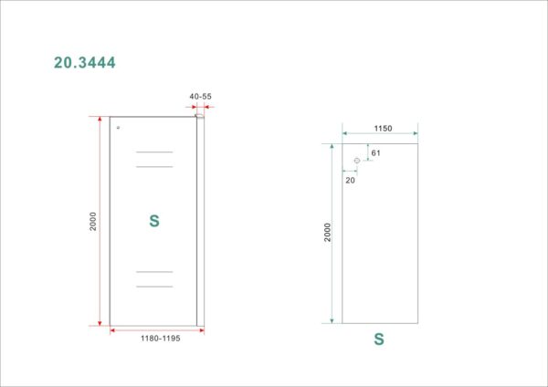 Side zijwand voor Softclose 2.0 schuifdeur en Slide nisdeur 120 cm 8 mm Nano - Afbeelding 2