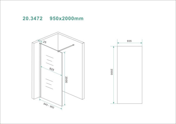 Slim glasplaat 950 x 2000 x 8 mm nano helder glas - Afbeelding 2