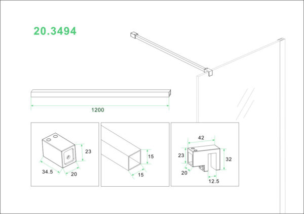 Slim stabilisatiestang 120 cm geborsteld messing - Afbeelding 2