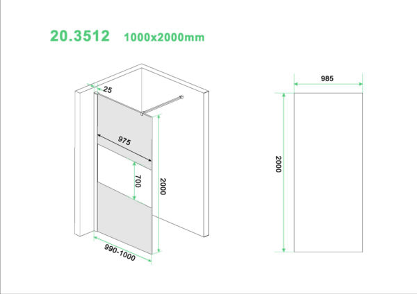 Slim glasplaat 1000 x 2000 x 8 mm nano rookglas met melkglas middenband - Afbeelding 2