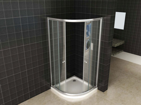 Eco kwartronde cabine met twee schuifdeuren 800 x 800 x 1900 x 5 mm helder glas/chroom - Afbeelding 2