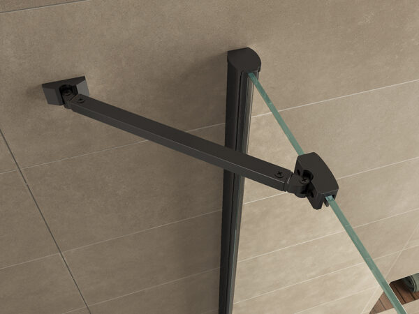 Uni douchecabine draaideur met zijwand 100x100 cm mat zwart met helder glas 8mm NANO - Afbeelding 4