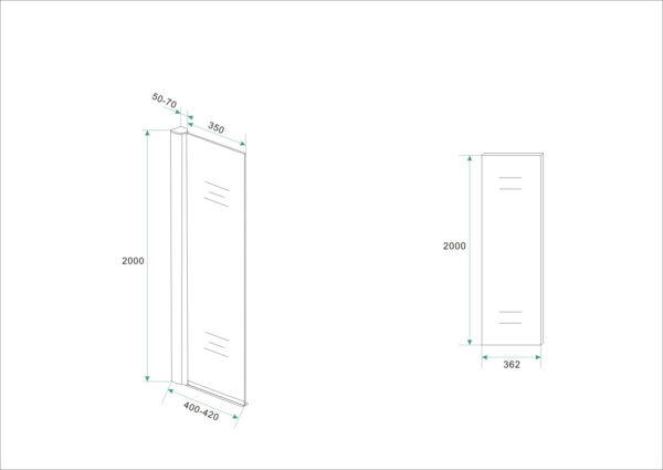 Comfort zijwand met muurprofiel 400 x 2000 x 10 mm nano helder glas/chroom - Afbeelding 5