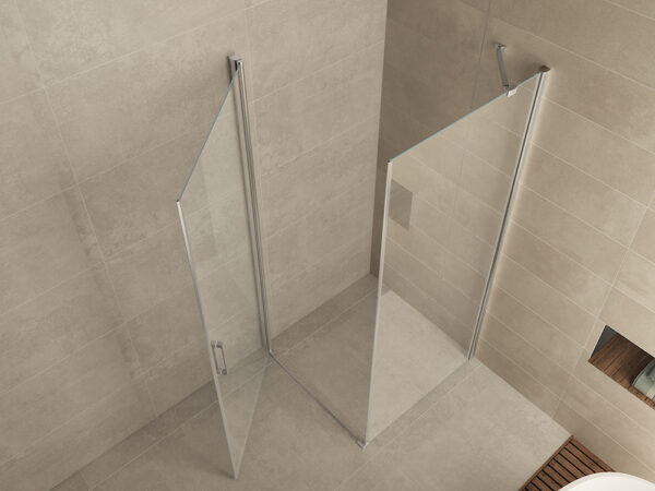 Uni douchecabine draaideur met zijwand 100x100 cm chroom met helder glas 8mm NANO