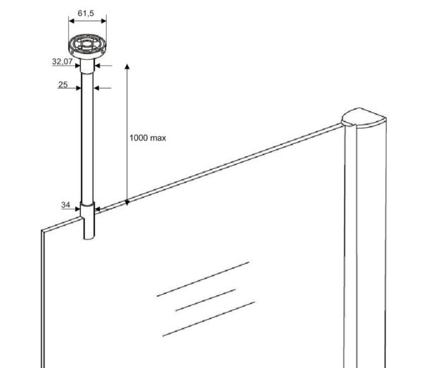 stabilisatiestang plafondbevestiging rond 100cm inkortbaar - Afbeelding 5