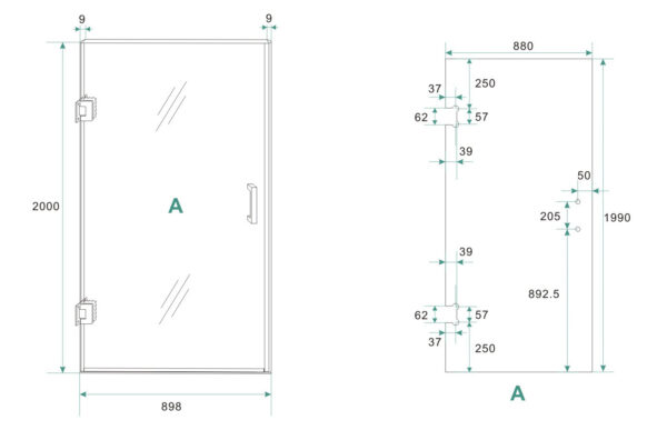 profielloze nisdeur 900x2000 8mm NANO glas - Afbeelding 4