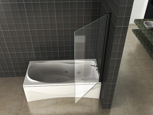 Orbit badwand draaibaar 800 x 1500 x 6 mm nano helder glas/mat zwart - Afbeelding 2