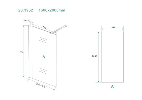 Comfort inloopdouche 1600 x 2000 x 8 mm nano helder glas/chroom - Afbeelding 5