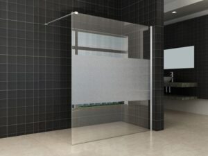 Comfort inloopdouche 1600 x 2000 x 8 mm nano helder glas met melkglas middenband/chroom