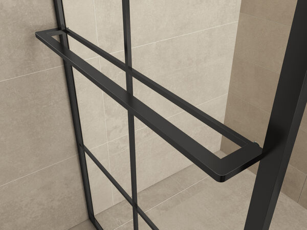 Maaz inloopdouche met raster en handdoekhouder 1000 x 2000 x 10 mm helder glas/mat zwart - Afbeelding 2