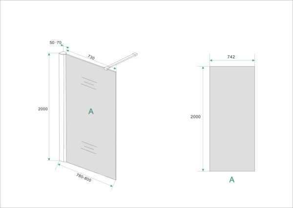 Comfort inloopdouche 800 x 2000 x 10 mm nano rookglas/chroom - Afbeelding 2