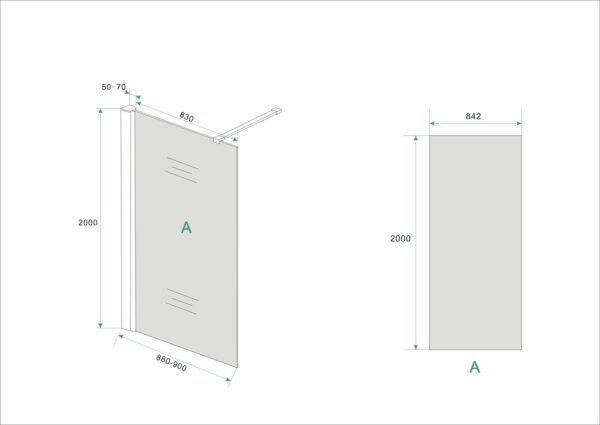Comfort inloopdouche 900 x 2000 x 10 mm nano rookglas/chroom - Afbeelding 2