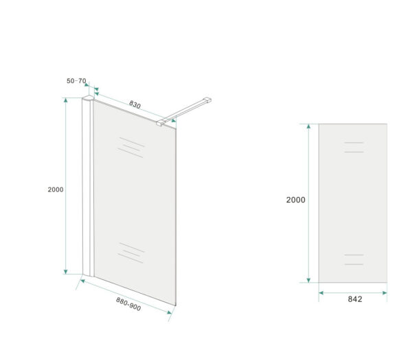 Comfort inloopdouche 900 x 2000 x 10 mm nano melkglas/chroom - Afbeelding 2