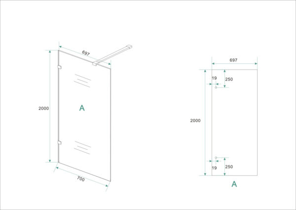 profielloze inloopdouche 700x2000 8mm NANO glas - Afbeelding 5