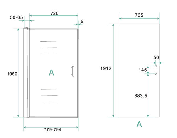 Eco nisdeur met profiel 800x1950 6mm - Afbeelding 4