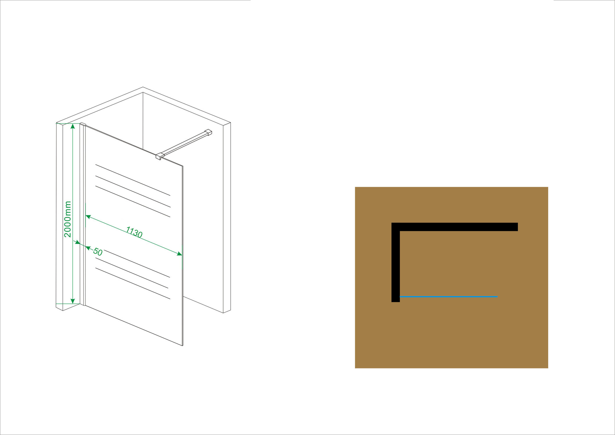 Comfort inloopdouche 1200 x 2000 x 10 mm nano helder glas met melkglas middenband/chroom - Afbeelding 4