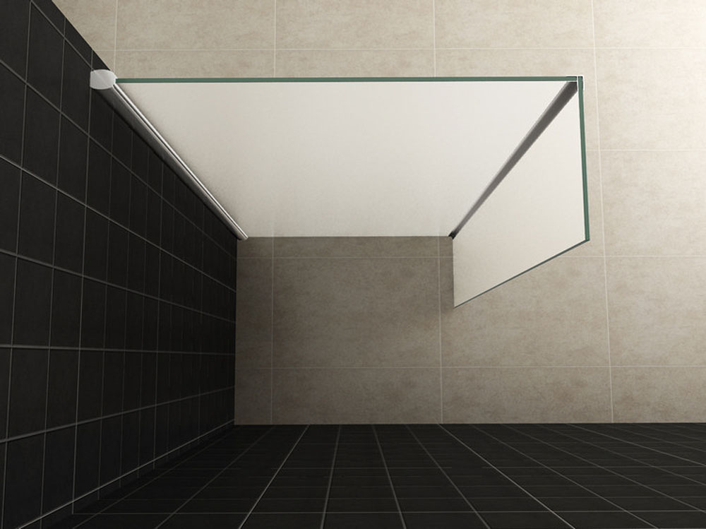 Zijpaneel 35 x 200 cm met hoekprofiel voor inloopdouche chroom met 10 mm NANO geheel matglas - Afbeelding 2
