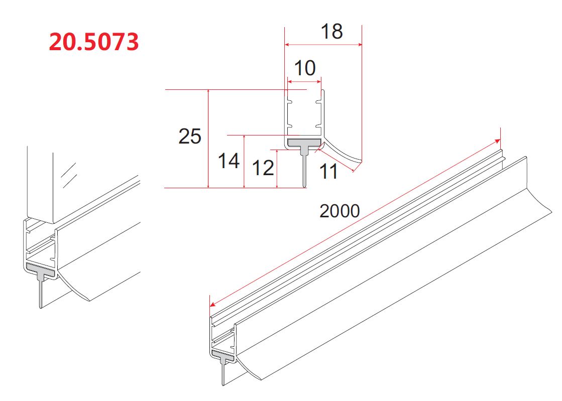 Wiesbaden rubberen waterkering 200 x 1 cm zwart - Afbeelding 2