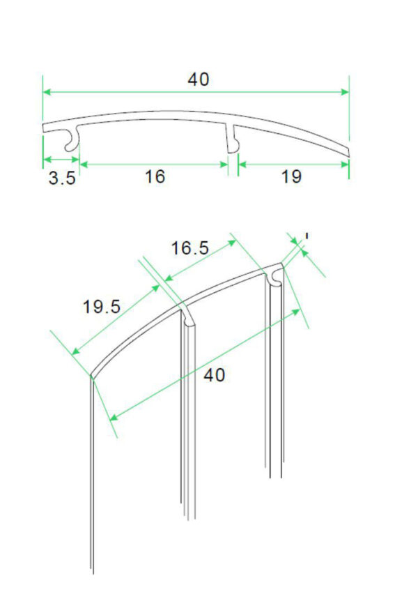 aluminium afdekstrip 200cm wandprofiel type 4 - Afbeelding 2