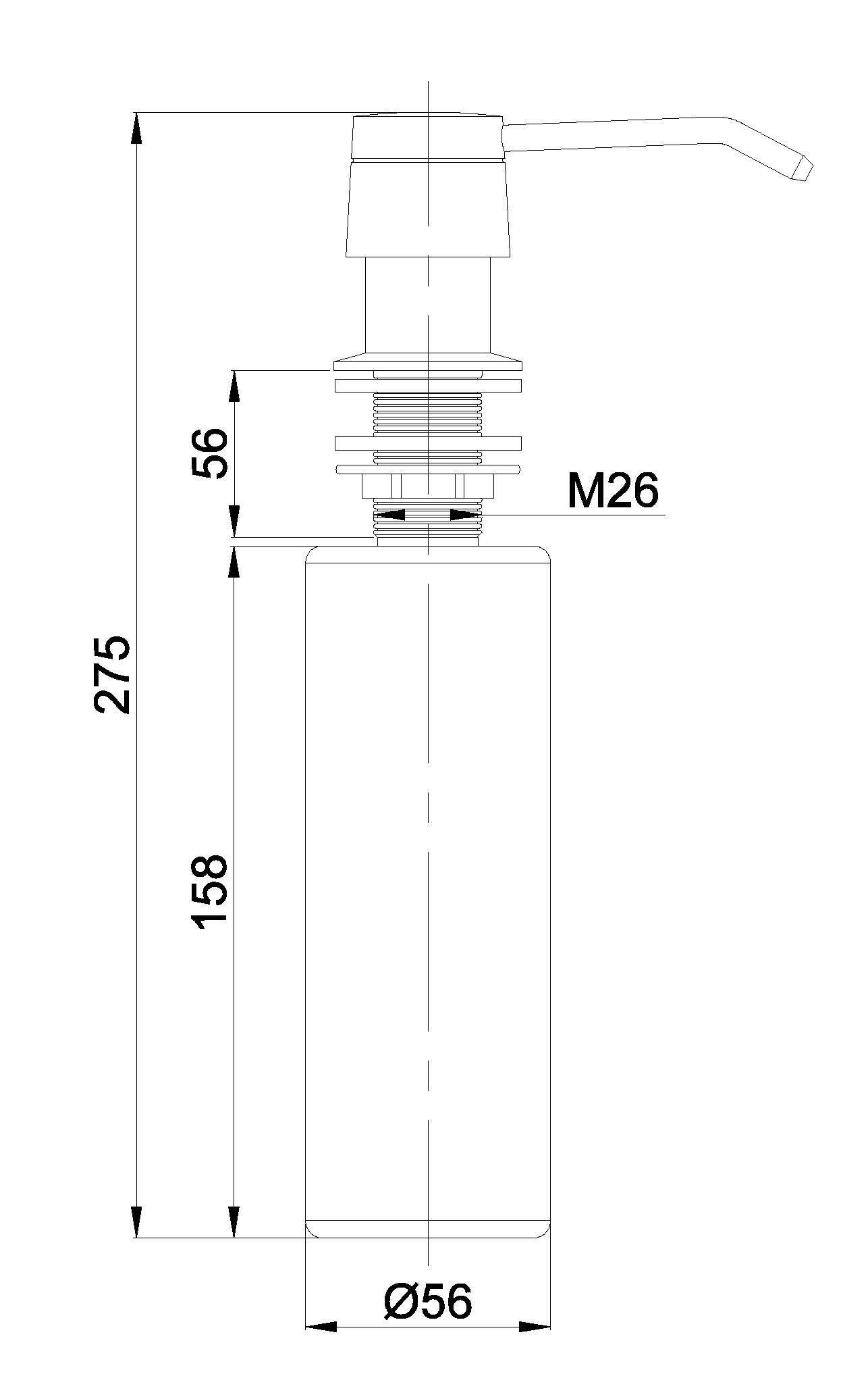 inbouw zeeppompje chroom kunststof fles 250ml - Afbeelding 2