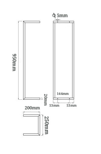 Loft handdoekrek 95 x 25 x 20 cm mat zwart - Afbeelding 5