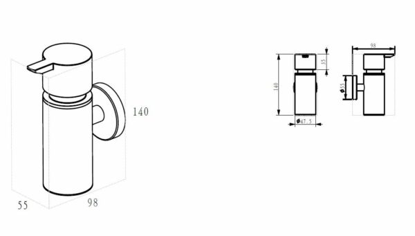 Alonzo zeepdispenser mat zwart - Afbeelding 3