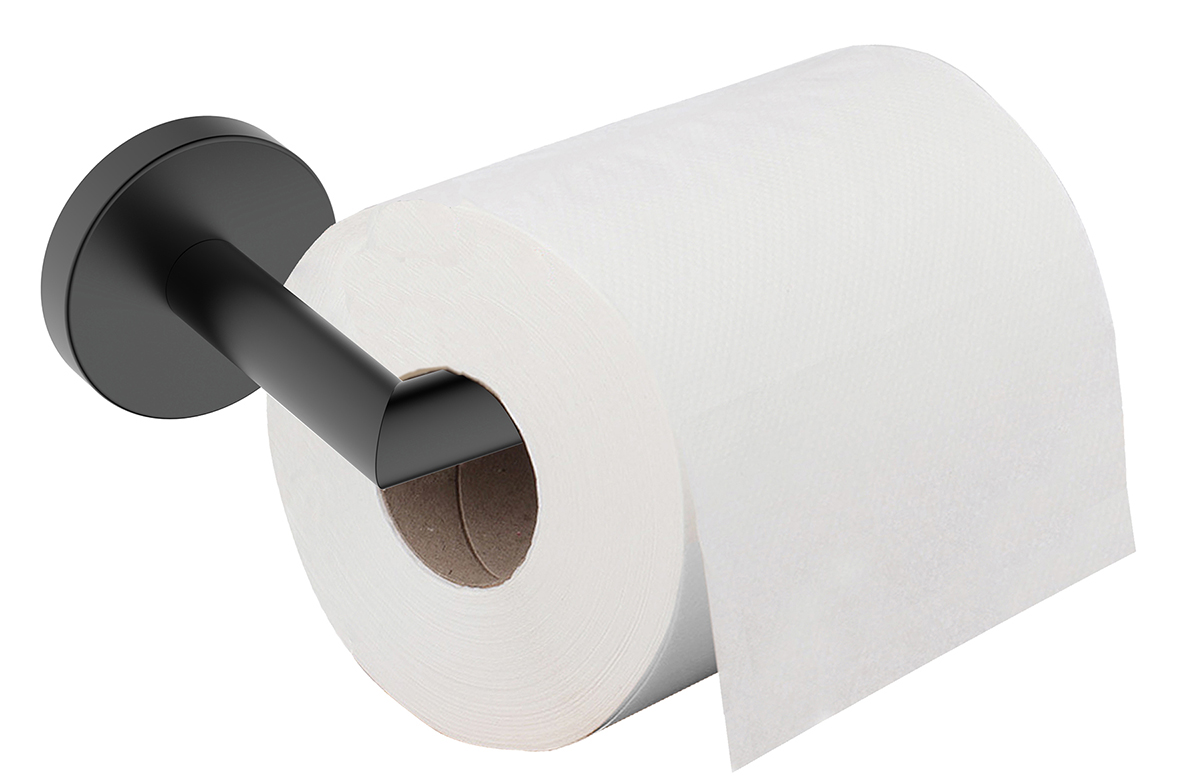 Alonzo toiletrolhouder met vaste arm mat zwart - Afbeelding 2