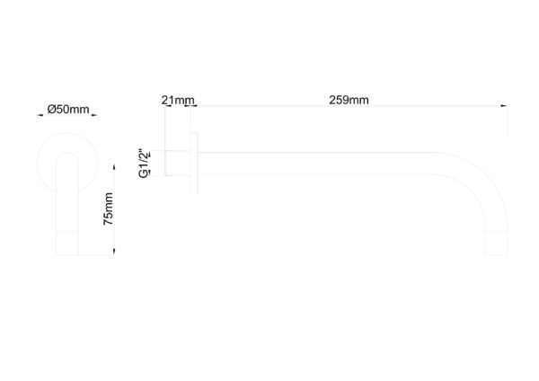 SLIM 18mm uitloop rond 25cm 1/2" mat zwart - Afbeelding 3