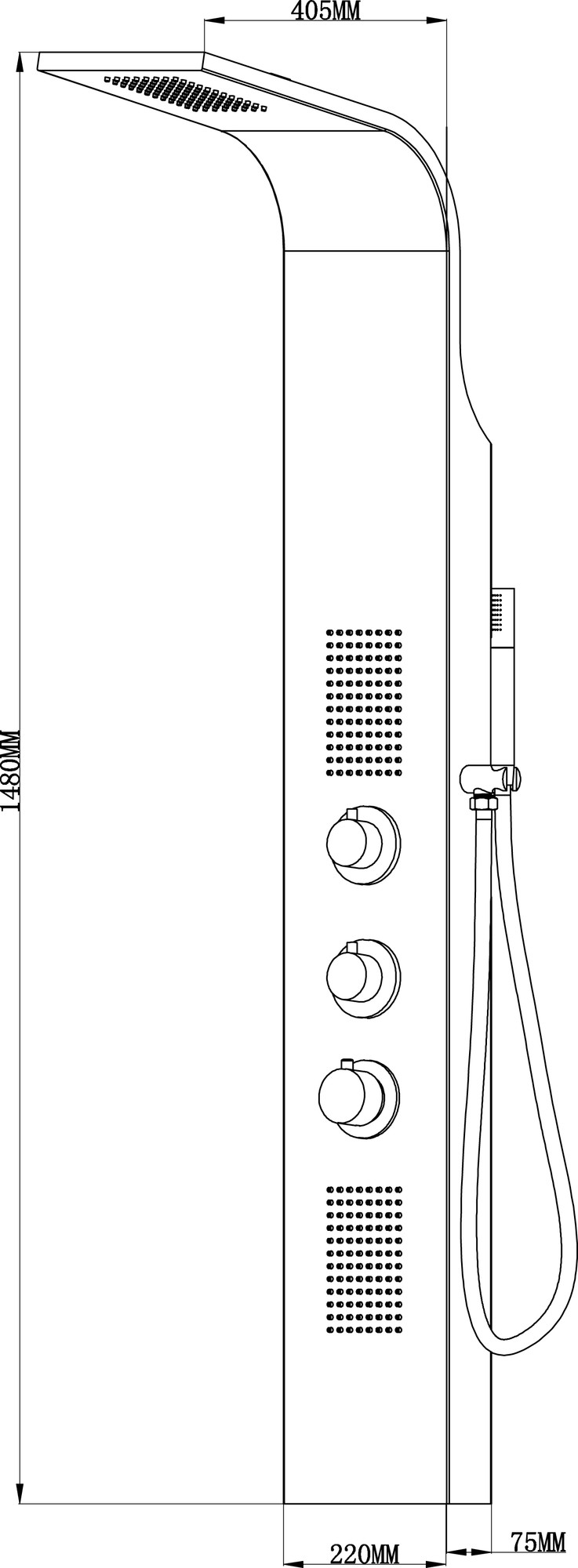 Erie thermostatische douchekolom 148x22 cm RVS - Afbeelding 3