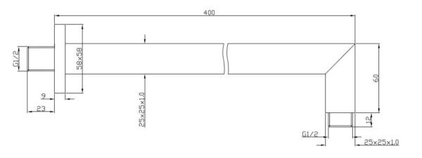 Rombo douchearm met muurbevestiging 40 cm chroom - Afbeelding 2