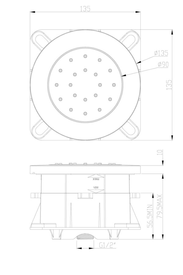 inbouw verstelbare zijdouche rond 135mm ABS chr - Afbeelding 4