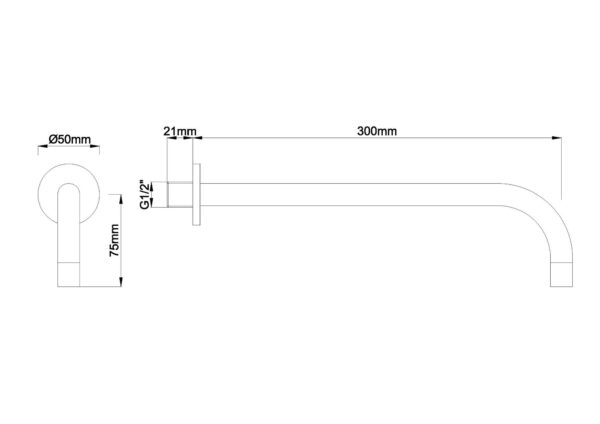 SLIM 18mm uitloop rond 30cm 1/2'' chroom - Afbeelding 2