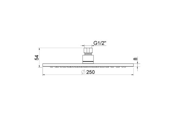 Caral hoofddouche rond 25 x 0,8  cm chroom - Afbeelding 2