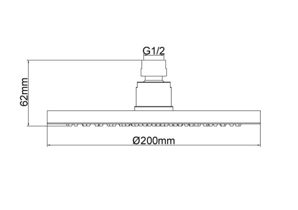 Caral hoofddouche rond 20 x 1,2 cm geborsteld messing - Afbeelding 2
