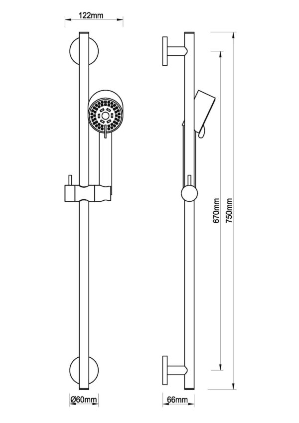 Cadans luxe glijstangset geborsteld messing - Afbeelding 2