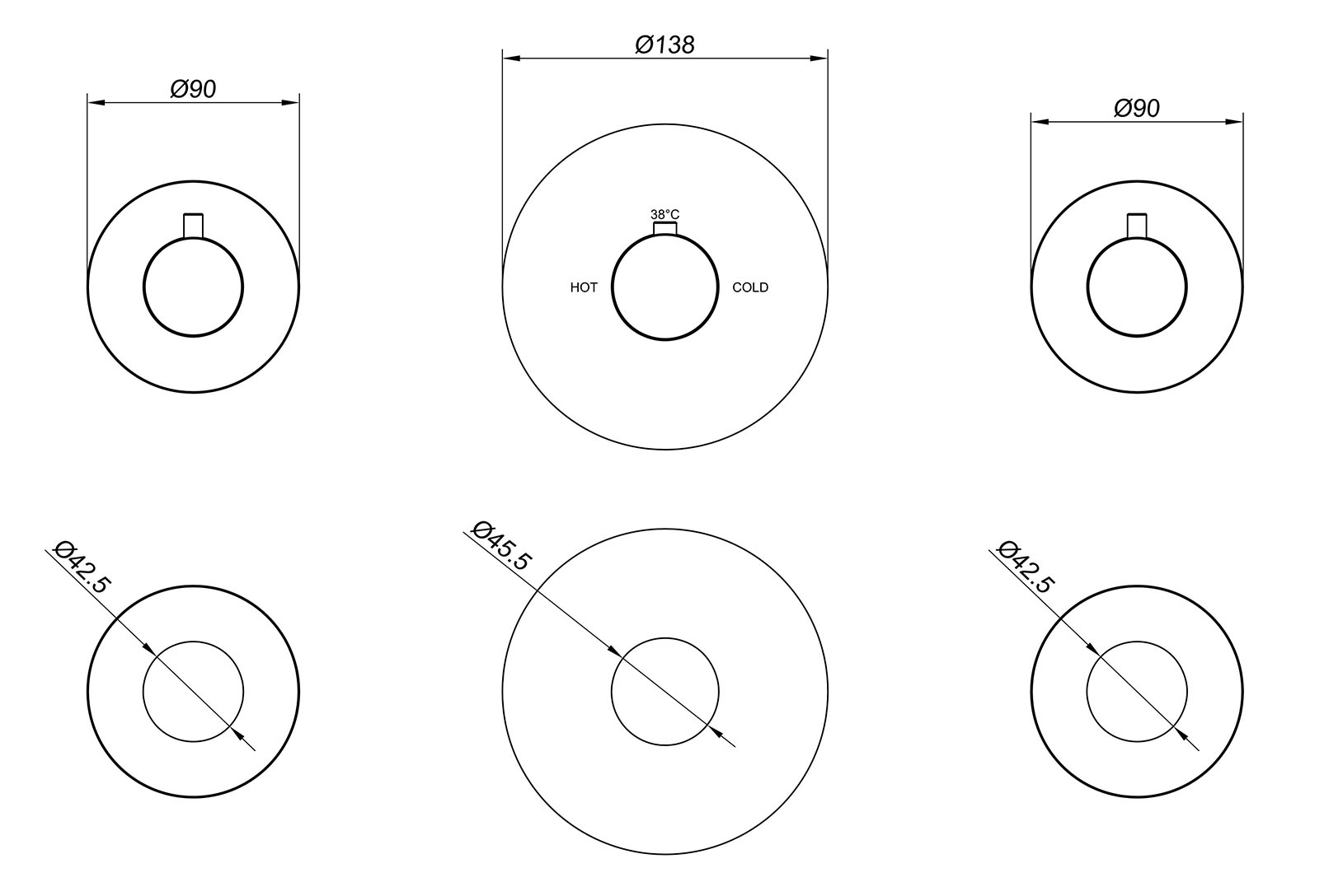 Wiesbaden Dreams afbouwdeel thermostatische douchekraan met 2 stopkranen mat zwart - Afbeelding 3