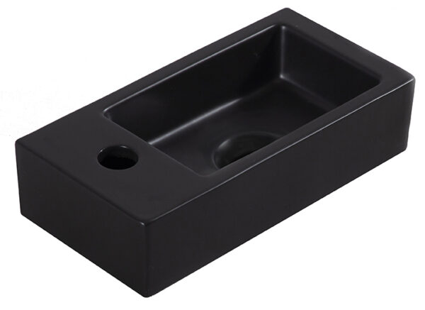 Rhea mini fontein links 36,5 x 18 x 9 cm keramiek mat zwart
