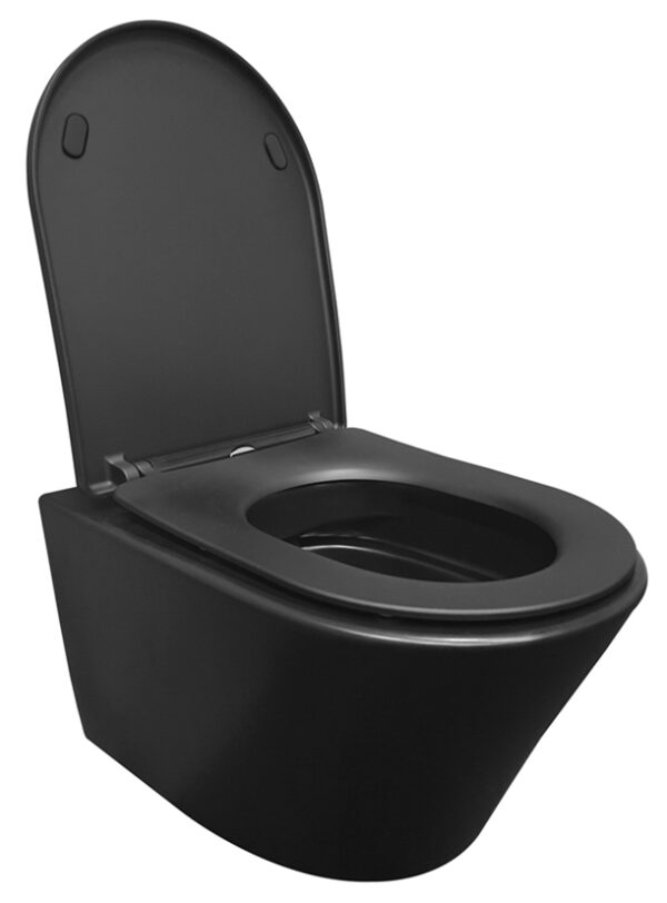 Vesta wandcloset rimless met Shade slim toiletzitting softclose en quick release mat zwart - Afbeelding 2