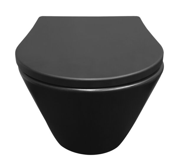Vesta wandcloset rimless met Shade slim toiletzitting softclose en quick release mat zwart - Afbeelding 4