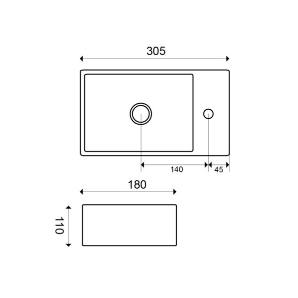Rhea xxs fontein links 30,5 x 18 x 11 cm keramiek glans wit - Afbeelding 3