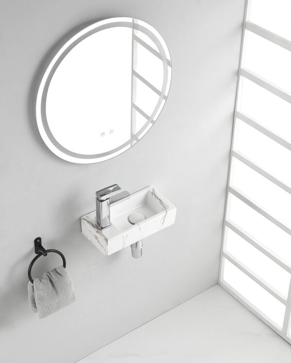 Rhea mini fontein links 36,5 x 18 x 9 cm keramiek carrara - Afbeelding 4