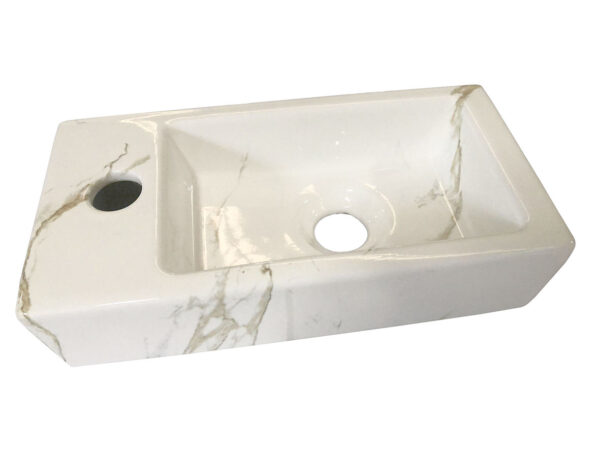 Rhea mini fontein links 36,5 x 18 x 9 cm keramiek carrara - Afbeelding 2