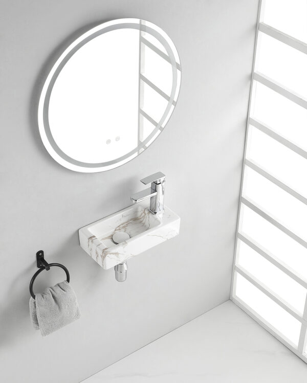 Rhea mini fontein rechts 36,5 x 18 x 9 cm keramiek carrara - Afbeelding 4