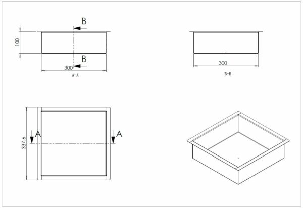 Demis inbouwnis 30 x 30 x 10 cm geborsteld brons koper - Afbeelding 3