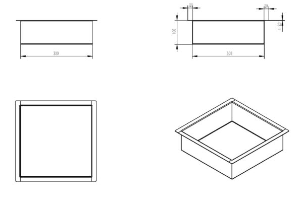 Demis inbouwnis 30 x 30 x 10 cm geborsteld messing - Afbeelding 4