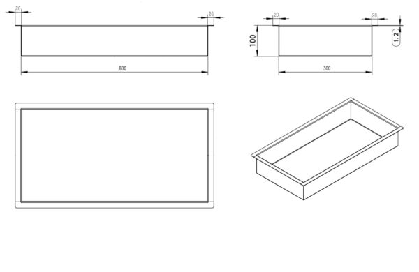 Demis inbouwnis 30 x 60 x 10 cm geborsteld messing - Afbeelding 5