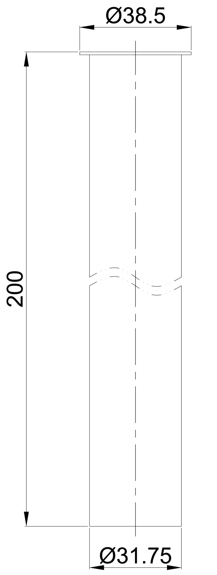 Star sifon verlengbuis 20 cm met kraag mat zwart - Afbeelding 2