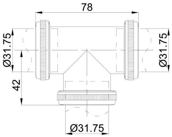 chroom koppel-teestuk 32mm tbv vloerbuis - Afbeelding 2