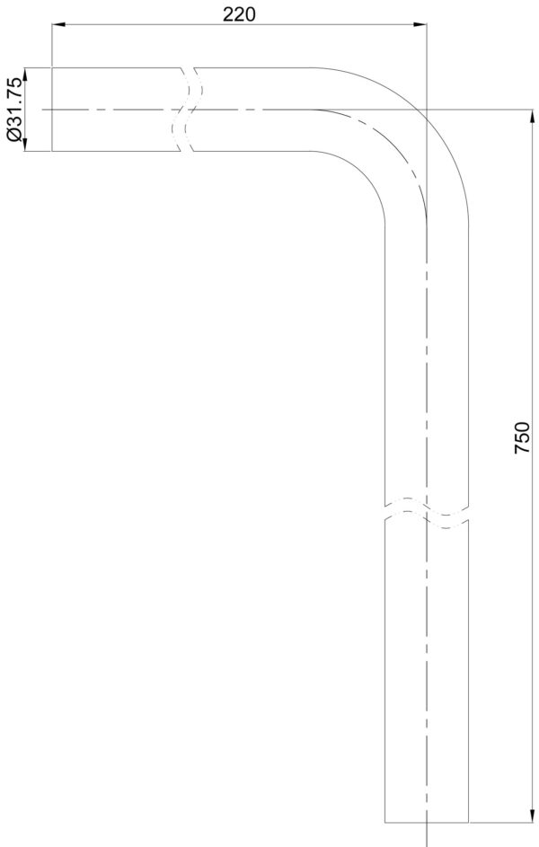 Vloerbuis 75 x 22 x 3,2 cm geborsteld koper - Afbeelding 2