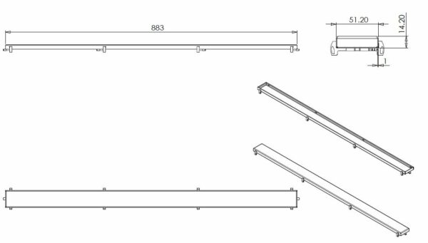 Wiesbaden tegelrooster voor douchegoot 90 x 7 cm RVS - Afbeelding 5